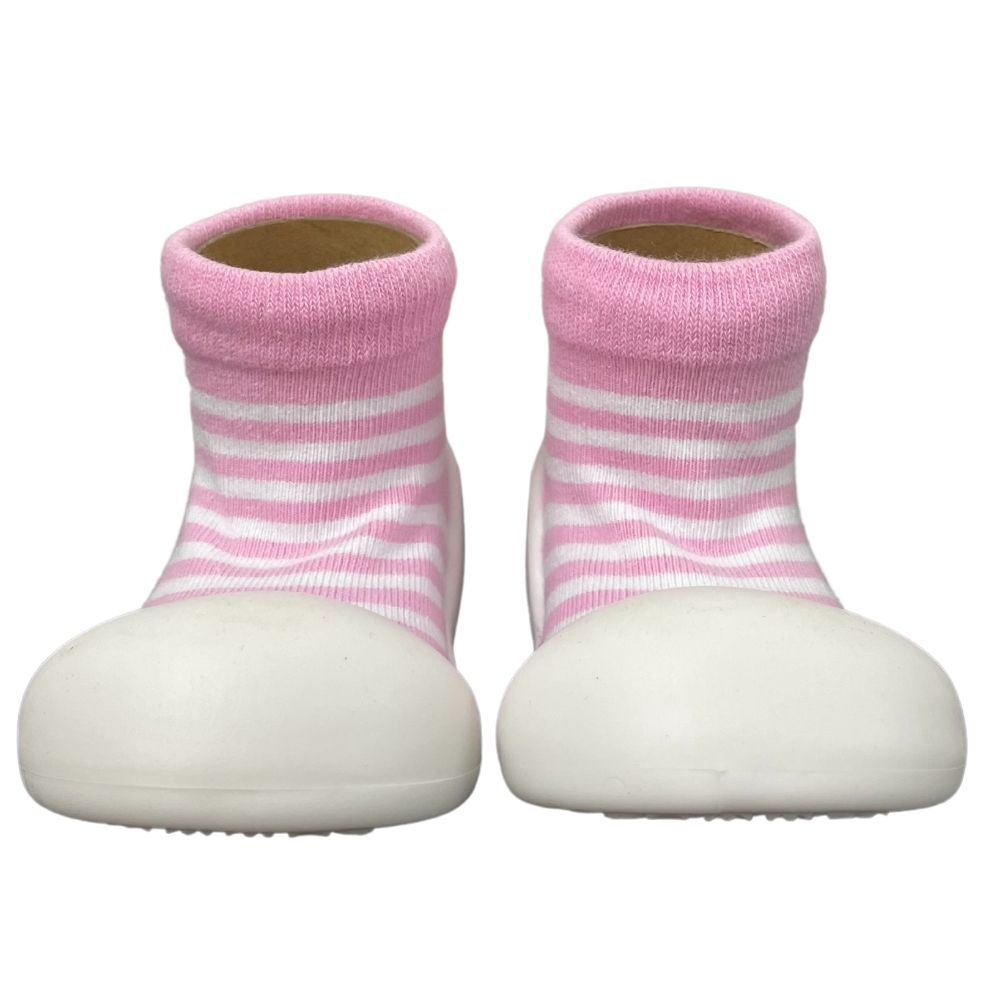 Little Eaton Rubber Soled socks Pink Stripe