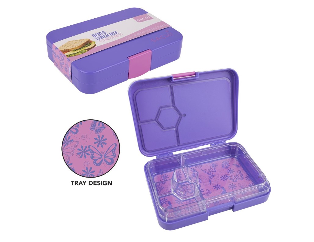 Sachi Butterflies 4 Compartment Bento Lunch Box