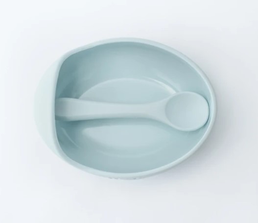 Silicone Bowl and Spoon Set Blue