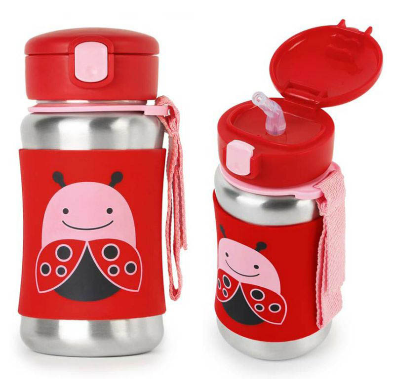 Skip Hop Zoo Stainless Steel Drink Bottlw with Straw