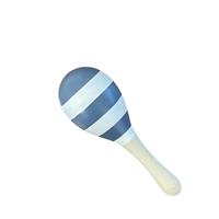 Small Wooden Maraca - Navy and White Stripe