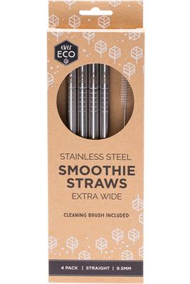 Stainless Steel Smoothie Straws 4 pack and Brush