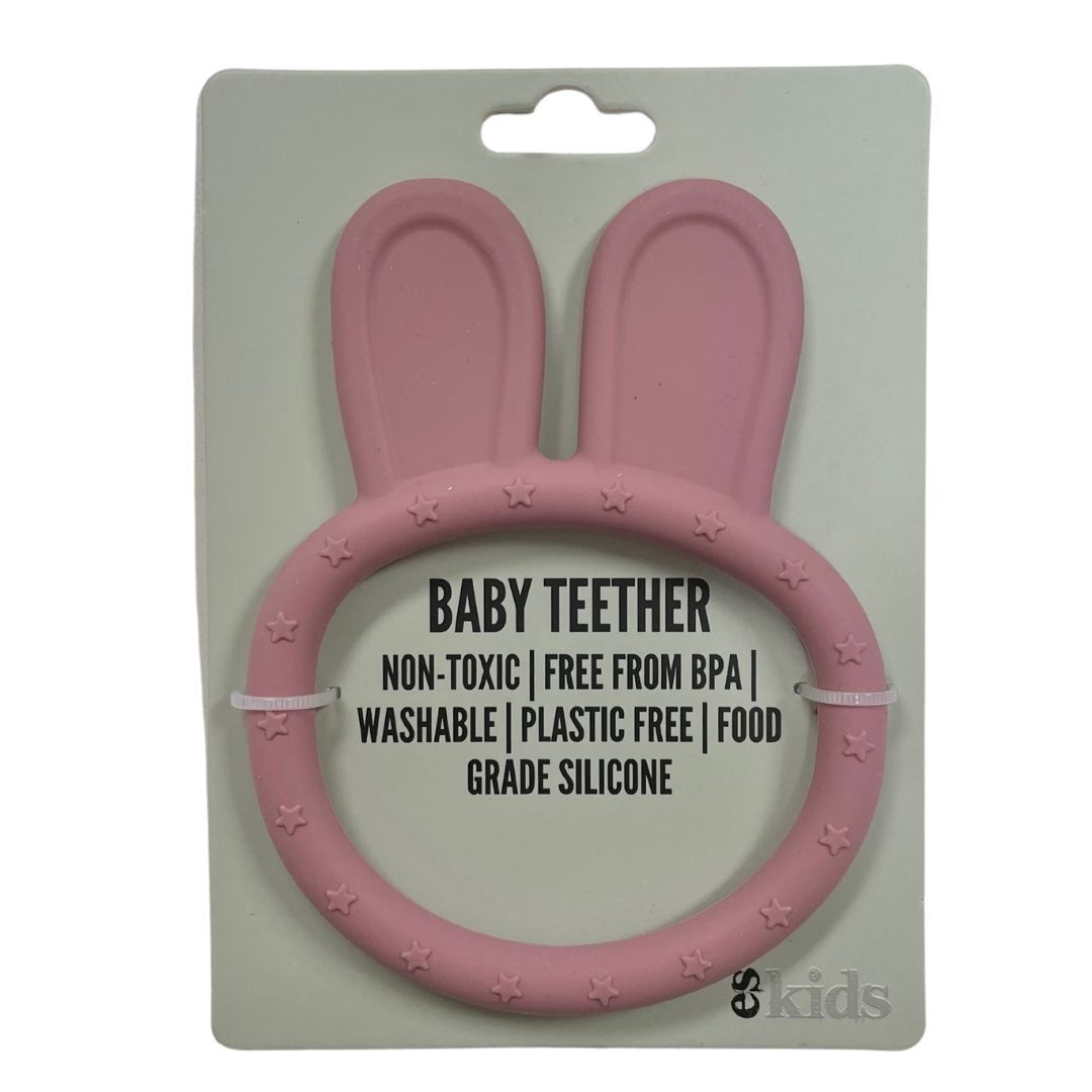 Teether Silicone Bunny Ring - Dusty Pink