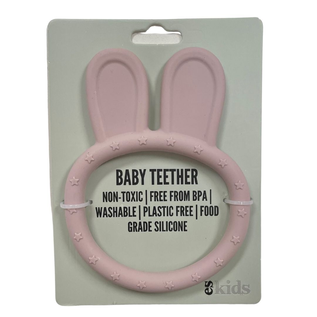 Teether Silicone Bunny Ring - Light Pink