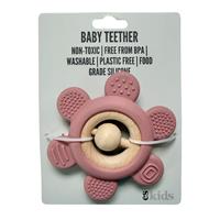 Teether Silicone Flower Rattle - Dusty Pink