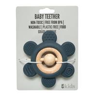 Teether Silicone Flower Rattle - Navy