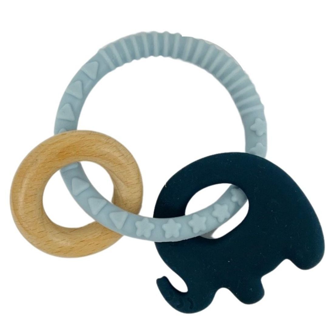 Teether Silicone Ring Elephant - Blue