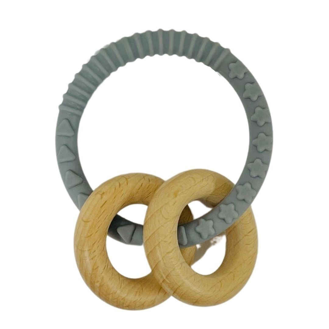Teether Silicone Wood Rings - Grey