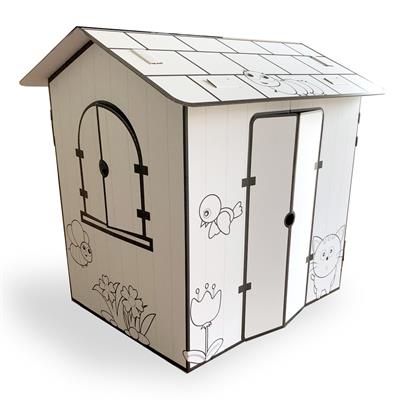 White Cardboard Cubby House Printed