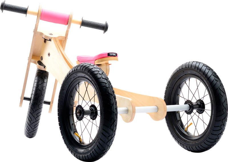 Wooden 4-in-1 Trybike - Pink Trim stage 1