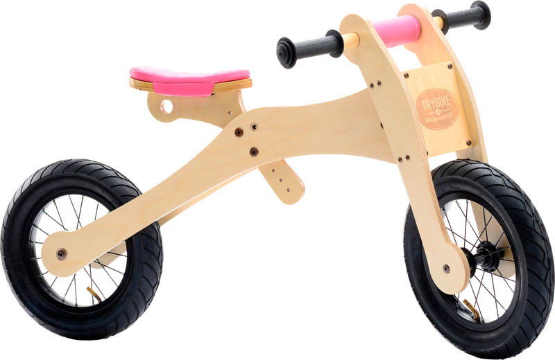 Wooden 4-in-1 Trybike - Pink Trim stage 3