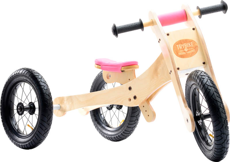 Wooden 4-in-1 Trybike - Pink Trim