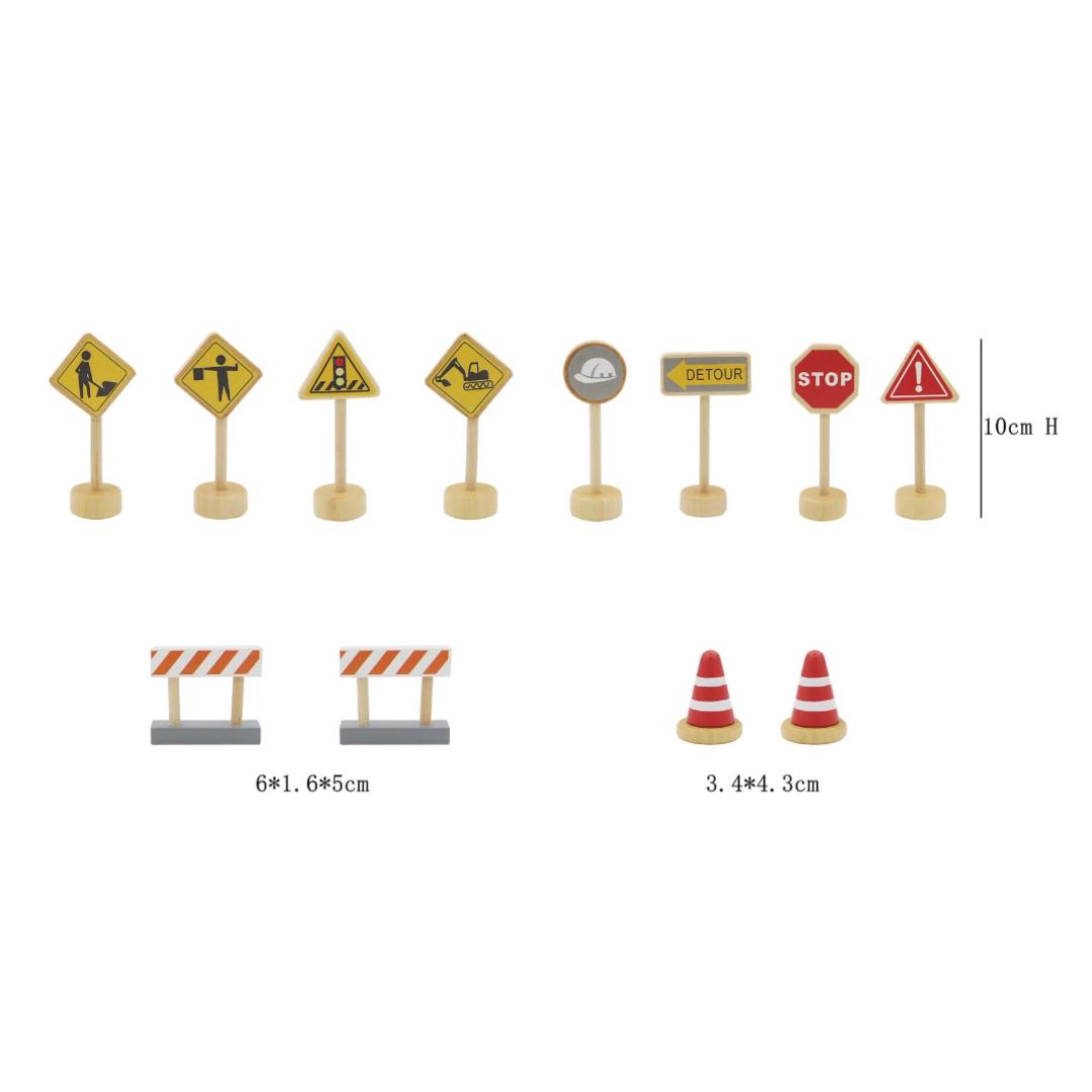 Wooden Construction Road Sign