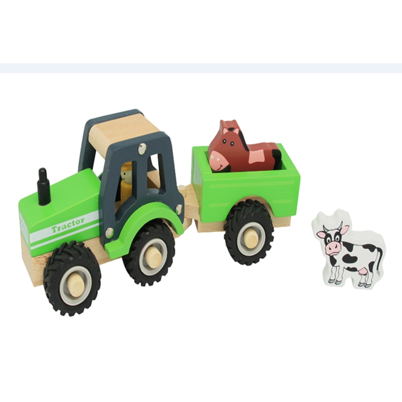 Wooden Farm Tractor Toy Green