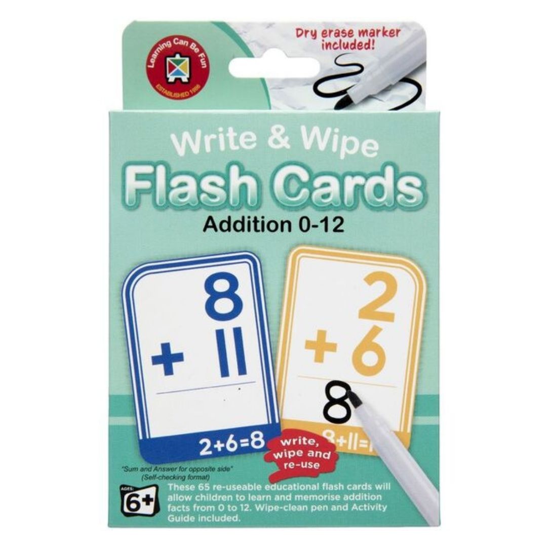 Write and Wipe Addition Flash Cards with Marker