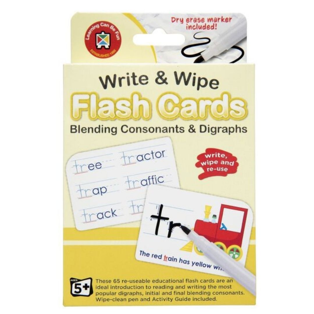 Write and Wipe Blend Conssonants Flash Cards with Marker