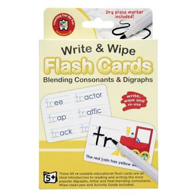 Write and Wipe Blend Conssonants Flash Cards with Marker