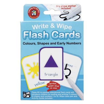 Write and Wipe Colours Shapes Numbers Flash Cards with Marker