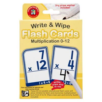 Write and Wipe Multiplication 0-12 Flash Cards with Marker