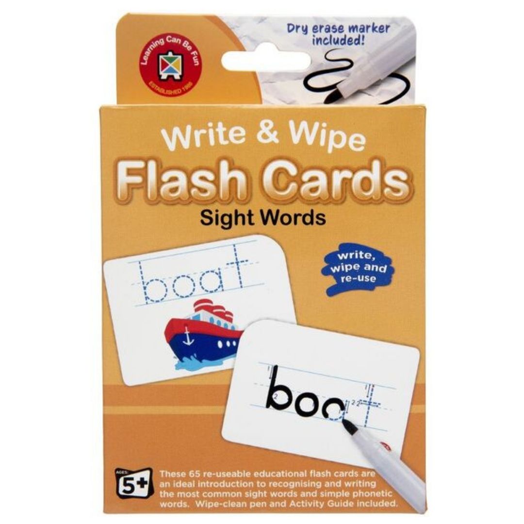 Write and Wipe Sight Words Flash Cards with Marker