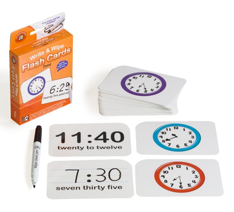 Write and Wipe Time Flash Cards with Marker