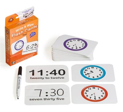 Write and Wipe Time Flash Cards with Marker